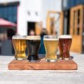 Midtown Brewery lineup of four types of their craft beers on the patio