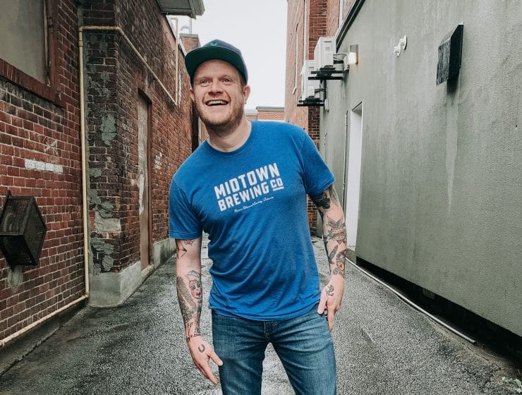 Chef Matt DeMille, wearing gear from Midtown Brewing Co and Idle Wild, Prince Edward County