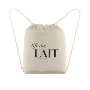 LIFE AU LAIT cotton drawstring bag / 5oz